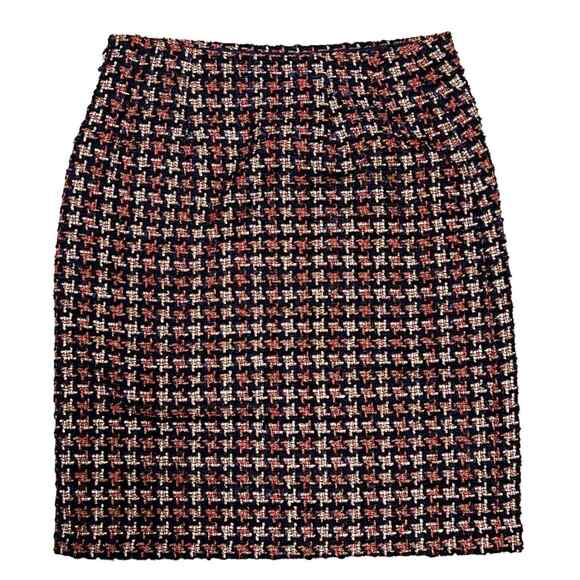 J. Mclaughlin Houndstooth Metallic Tweed Sparkle Elm Skirt Sz 0 NWT - Picture 4 of 5